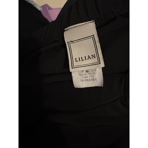 Lilian Womens Black Solid Polyester Spandex Blouse Shirt Xl - Picture 4 of 4